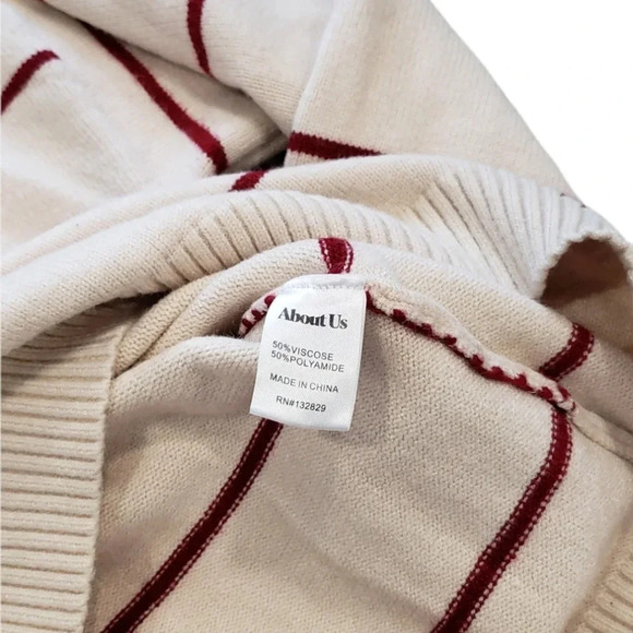 About Us Striped Mock Neck Sweater M - Picture 3 of 4
